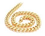 18K Gold Plated Men's Curb Chain Necklace 9MM Wide 19 In. Long, with Free Jewelry Pouch