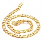 18K Gold Plated Men's Figaro Chain Necklace 6MM Wide 19 In. Long, with Free Jewelry Pouch