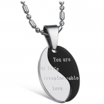 Stainless Steel Yin Yang Zen Pendant Necklace for Couple You are my life irreplaceable love Rhinestone Accents, for Men