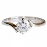 FASHION PLAZA White Gold Finish Engagement Ring with Diamond Cut Cubic Zirconia -4 Claw Setting R265 (9)