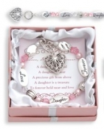 Designer Inspired Daughter Bracelet the Bracelet That Says It All! Sterling Sliver Finish Intertwined with Colorful Beads. Individually Gift-boxed with a Corresponding Verse Card.