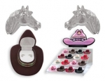 Childrens Jewelry, Adorable Children's Earrings in a Colorful Keepsake Brown Cowboy Hat Box. Makes the Perfect Gift, and They're Great for Collecting, Too! Silver Finish Horse Head Post Earrings.