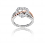 Sterling Silver Rose-Gold CZ Heart Ring - 9