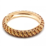 Goldtone Six-Lined Topaz-Color Rhinestone Hinge Bangle Bracelet Fashion Jewelry