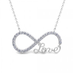 Love Diamond Pendant Necklace in 14k White Gold Infinity Gemstone Necklace