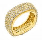 Gold Plated Cz Pave Ring, Size 6