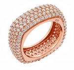 Rose Gold Plated Cz Pave Ring, Size 6