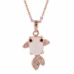 Plusminus Women's Antique Opal Small Goldfish Pendant Chain Necklace Pink