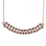Plusminus Women's Antique White Rhinestone Double Layer Pendant Chain Necklace Gold