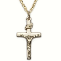 7/8 14K Gold Filled Crucifix Necklace on 18 Chain