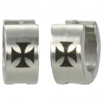 7mm Stainless Steel Iron Cross Huggie Hoop Earrings