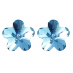 Spring Bloom Cherry Blossom Shaped Swarovski Elements Crystal Stud Earrings - Blue