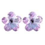 Spring Bloom Cherry Blossom Shaped Swarovski Elements Crystal Stud Earrings - Purple