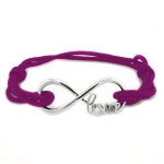 Sterling Silver Love Infinity Purple Rope Adjustable (5 to 10) Bracelet