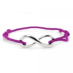 Sterling Silver Infinity Purple Rope Adjustable (5 to 10) Bracelet
