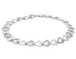 Diamond Heart Bracelet 1/10 Carat in Sterling Silver
