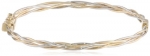 14k Yellow and White Two-Tone Gold Braided Bangle Bracelet, 7