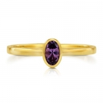 Oval Cut Natural Amethyst Gemstone 10K Solid Yellow Gold Ring 0.21 Ct - Nickel Free Engagement Wedding Ring Size 6