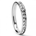 3MM Stainless Steel Eternity Ring with Clear Cubic Zirconia Crystals Size 10