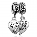Pugster Heart Mother & Daughter Beads Fit Pandora Chamilia Biagi Charm Bracelet