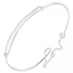 Bangle Bracelet Love Thin Wire Unique Sterling Silver Plated Made USA Adjustable