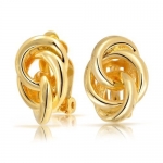 Bling Jewelry Open Triple Circle Gold Plated Love Knot Clip On Earrings