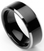 Men's Tungsten Ring/Wedding Band, Flat Top, Two Toned Black, Sizes 7 - 10 (rg2) (8)