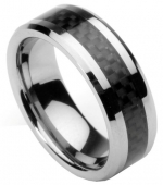 Men's Tungsten Ring/ Wedding Band with Carbon Fiber Inlay, Sizes 7 - 12 by Men's Collections (rg4) (8.5)
