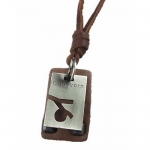 Top Value Jewelry - Genuine Leather Adjustable Necklace with Brushed Chrome 'Capricorn' Pendant