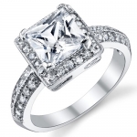 2 Carat Princess Cut CZ Sterling Silver 925 Wedding Engagement Ring Size 8