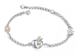 Link Bracelet for Women with Apple Charms Zirconia Accent in Champagne