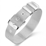 Unisex Silver Plated Mesh Watch Band Bracelet 14mm Wide for Men