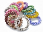 Flying Colors Stretchable Novel Coil Bracelet Keychains Ponytale Hair Ties Leopard Pattern Assorted Color - Set of Ten