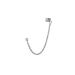 Clear Crystal Stud Slave Chain Ear Cuff Earring in Silver Tone Stainless Steel