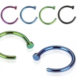 {3/8 Long - Green} Titanium Anodized Over 316L Surgical Steel 18 GA Nose Hoop Ring - 3/8 Long - Green
