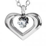 West Coast Jewelry Stainless Steel Open Heart Cubic Zirconia Necklace