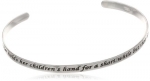 Sterling Silver A Mother Holds Her Children's Hand For A Short While But Their Hearts Forever Cuff Bracelet, 7