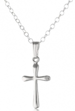 Sterling Silver Children's Petite Polished Cross Pendant Necklace , 13