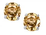 Original Star K (tm) Round 7mm Simulated Imperial Yellow Topaz Earrings Studs in .925 Sterling Silver