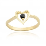 18k Yellow Gold Plated Sterling Silver Genuine Sapphire Heart Ring, Size 7