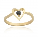 18k Yellow Gold Plated Sterling Silver Genuine Sapphire Heart Ring, Size 8