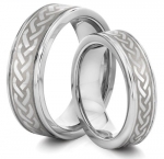 His & Her's 8MM/6MM Tungsten Carbide Silver Celtic Knot Wedding Band Ring Set w/ Laser Engraved Celtic Design (Available Sizes 4-14 Including Half Sizes)