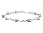 Aquamarine Infinity Bracelet with Diamonds 1.90 Carat (ctw) in Sterling Silver