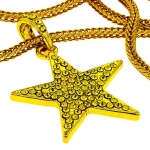 Small Gold look Hip Hop Bling Yellow Iced Out Star Pendant with 24 inch Chain