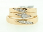 Men's Ladies 10K Yellow Gold .25ct Round White Diamond Wedding Engagement Trio Bridal Set Ring (ladies size 7, men size 10; see product description)