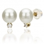 14k Yellow Gold H-i/i1-i2 .10ctw Diamond and 8-9mm White Cultured Freshwater High Luster Pearl Stud Earring. Includes Gift Box with Ribbon