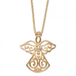 PalmBeach Jewelry Diamond Accented Angel Pendant Neckace 18k Gold-Plated