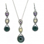 Sterling Silver Infinity Drop Pearl Gemstone Necklace Earring 2-piece Jewelry Set Bucasi
