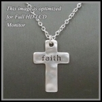 Designer Inspired Silvertone Faith Cross Necklace. Size 16 L (3extension) Cross Size 1 L X 0.7 W.