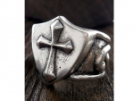 Designer Inspired Silver Stainless Steel Women or Mens Cross Ring, Chunky & Thick, Size 10, 3/4 Inch Thick